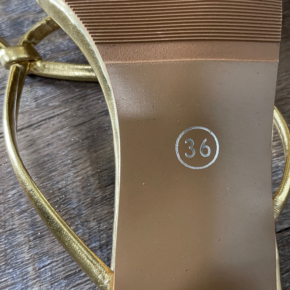 Gold Strappy Kitten Heels - Picture 7 of 7